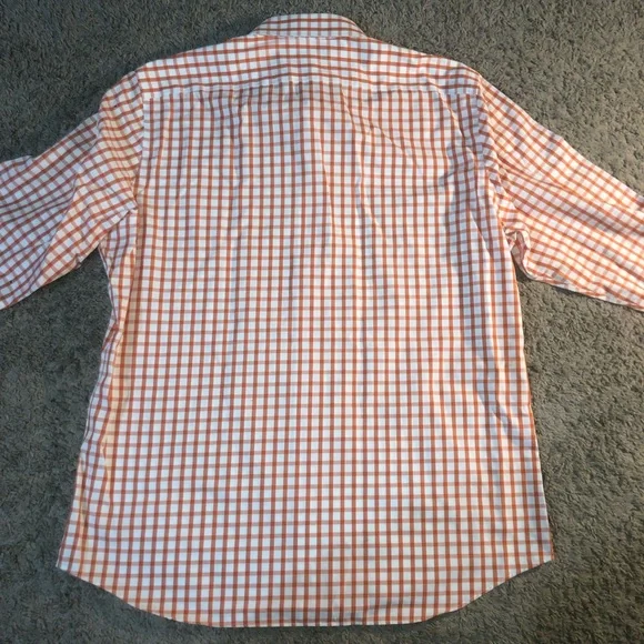 Banana Republic Slim Fit Mens Size 17.5 XL Button Down Up Orange Summer Shirt - Picture 5 of 7